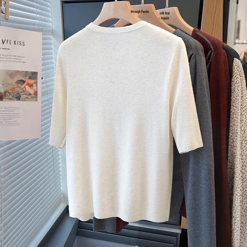 Sibaishe Women's Wool Blend Rhinestone Knit Top