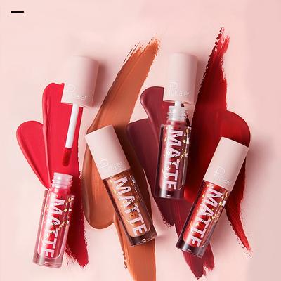 Pudaier Lip Gloss, 12-цветная помада, не тускнеет и не высыхает. Бархатная матовая глазурь для губ.