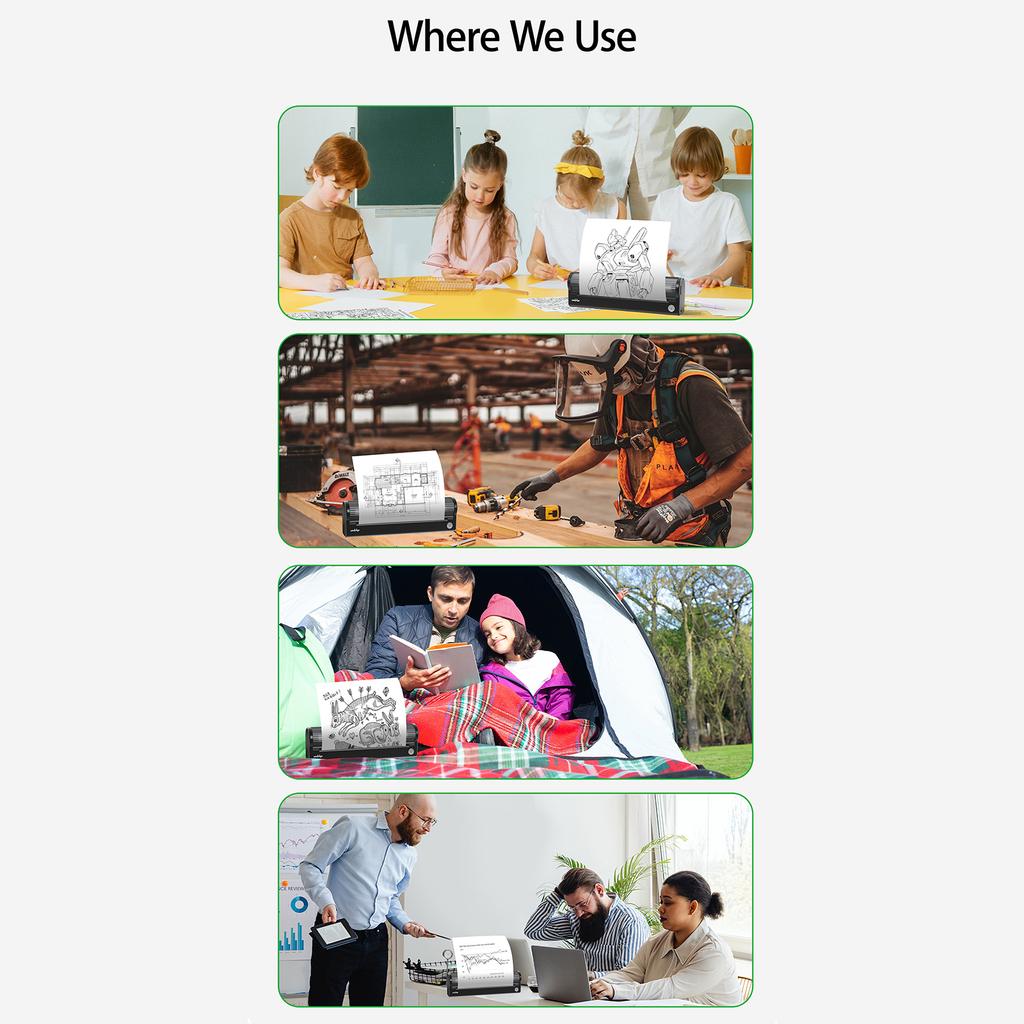 PeriPage A4 Paper Printer Direct Thermal Transfer 304dpi Wireless Printer Mobile 210mm Mini Mobile