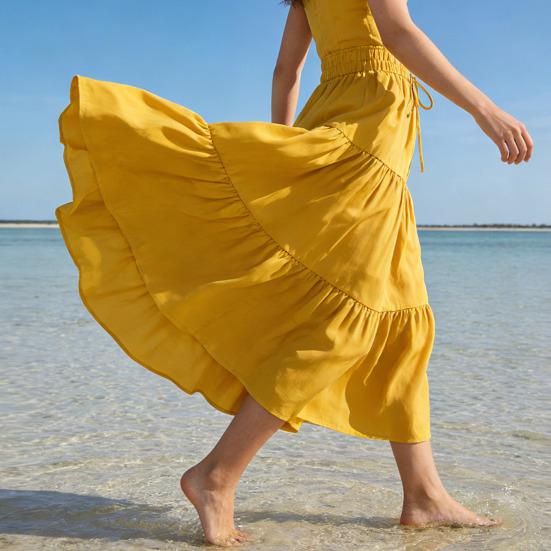 Женская летняя многоярусная юбка-макси А-силуэта с высокой талией, плиссированная, расклешенная, длинная, повседневная, летящая, пляжная, в стиле бохо