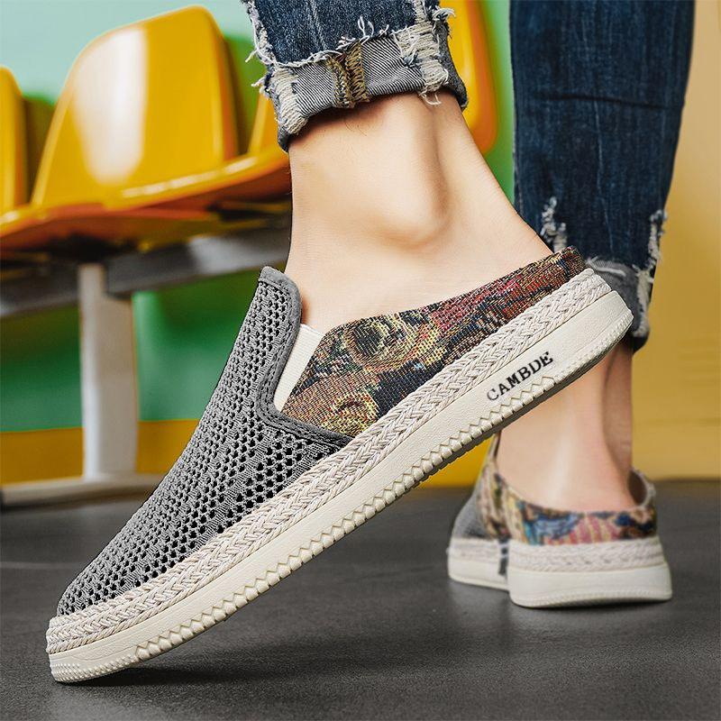 Summer cool slippers bag head shoes men's casual shoes breathable one-pedal half-tray slippers mesh shoes