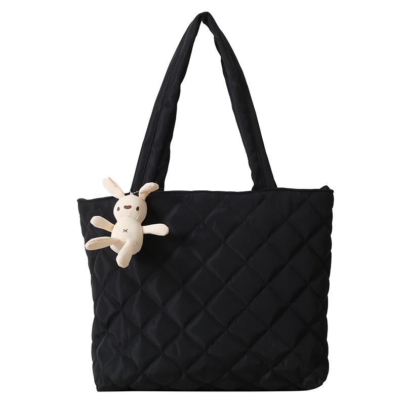 Casual Niche Down Bag Women's 2024 New Large-capacity Diamond Commuter Handbag Fashionable Shoulder Tote Bag