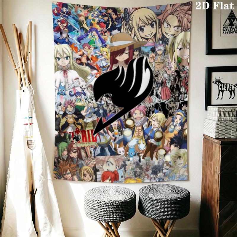 FAIRY TAIL Wall Tapestry Aesthetic Wall Hanging Printed Fabric Blanket Decorative Tapestries for Bedroom Living Room Home Decor