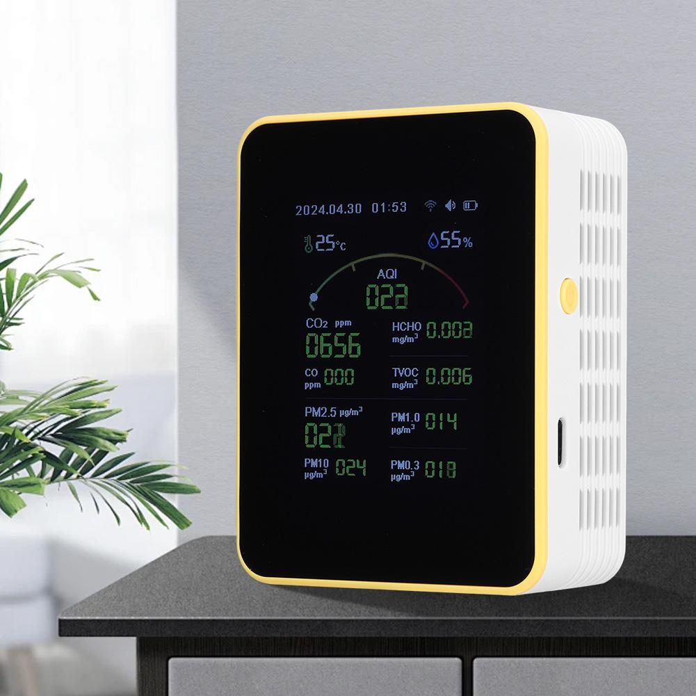 WiFi 15 in 1 Air Quality Detector Temperature Humidity Tester CO2 Meter Carbon Dioxide Detector for Home/Office/School/Warehouse