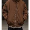 Unisex Oversized Stand Collar Cotton Puffer Jacket Winter Warm Thick Coat Coffee Black