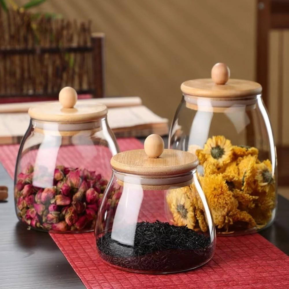 Transparent Airtight Glass Containers Moisture Proof Tea Storage Jar Coffee Bean Seasoning