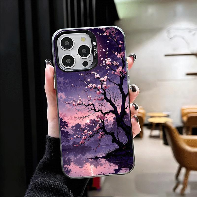 Мечтательная ночная вишня Мягкий чехол для телефона iPhone 15 16 17 Pro Max 17Air 16E 14 Plus 13 12 Mini Ударопрочный задний чехол