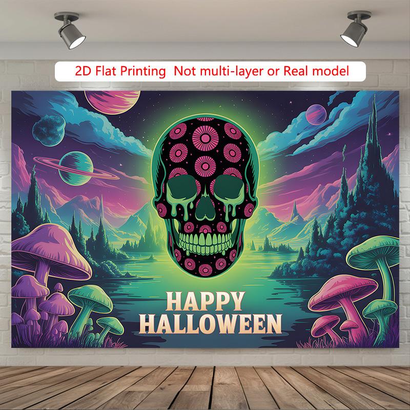 Party Backdrop Flat Cosmic Skull Gothic Hanging Parties Round Seasons Photo Background Decor Party Decor