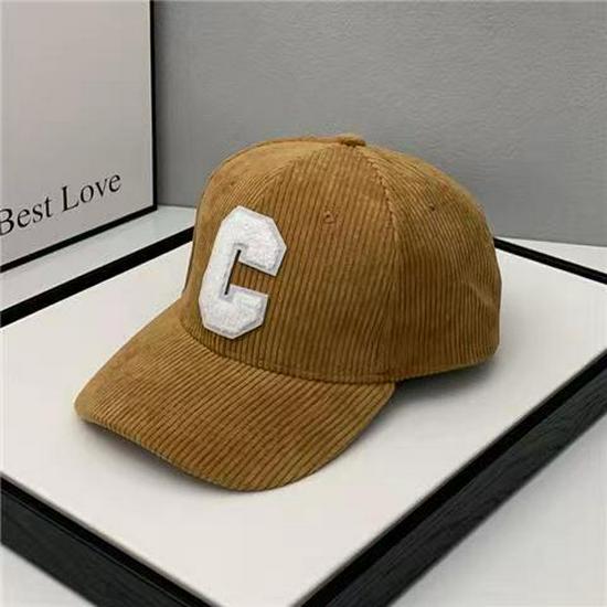 2024 Men's Autumn/Winter Corduroy Patchwork Baseball Cap with C Logo, Korean Style