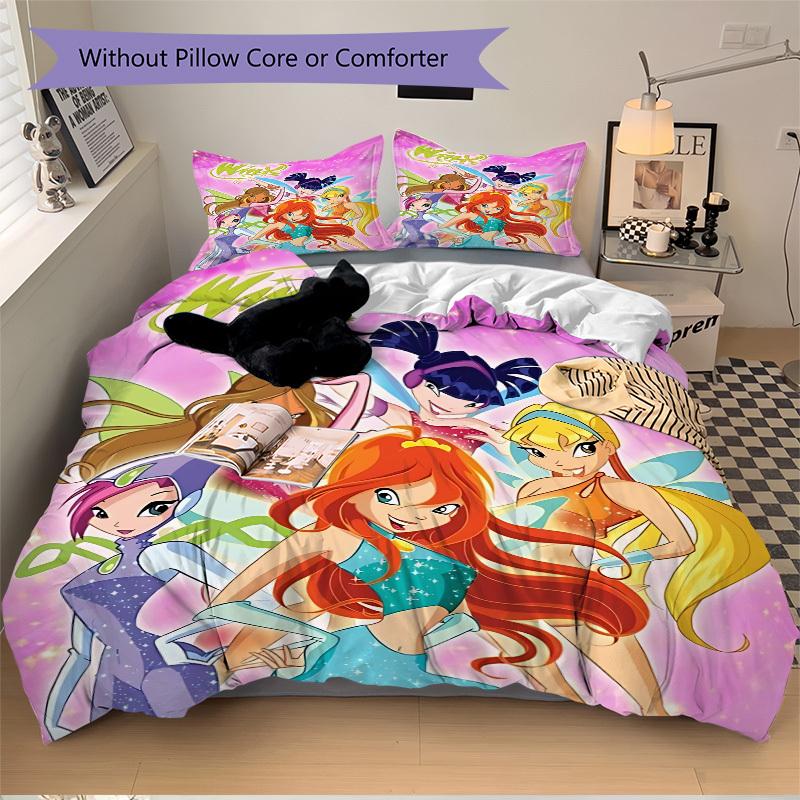 Набор из 3 предметов: пододеяльник и 2 наволочки Winx Club (Без вкладыша), Печать высокого разрешения, Набор для дома и общежития yy251208017