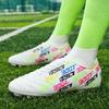 Футбольные бутсы 31-48, мужские крупногабаритные футбольные бутсы с высоким берцем, противоскользящие бутсы с длинными ногтями, TPR, искусственный капитан, молодежные футбольные бутсы на открытом воздухе