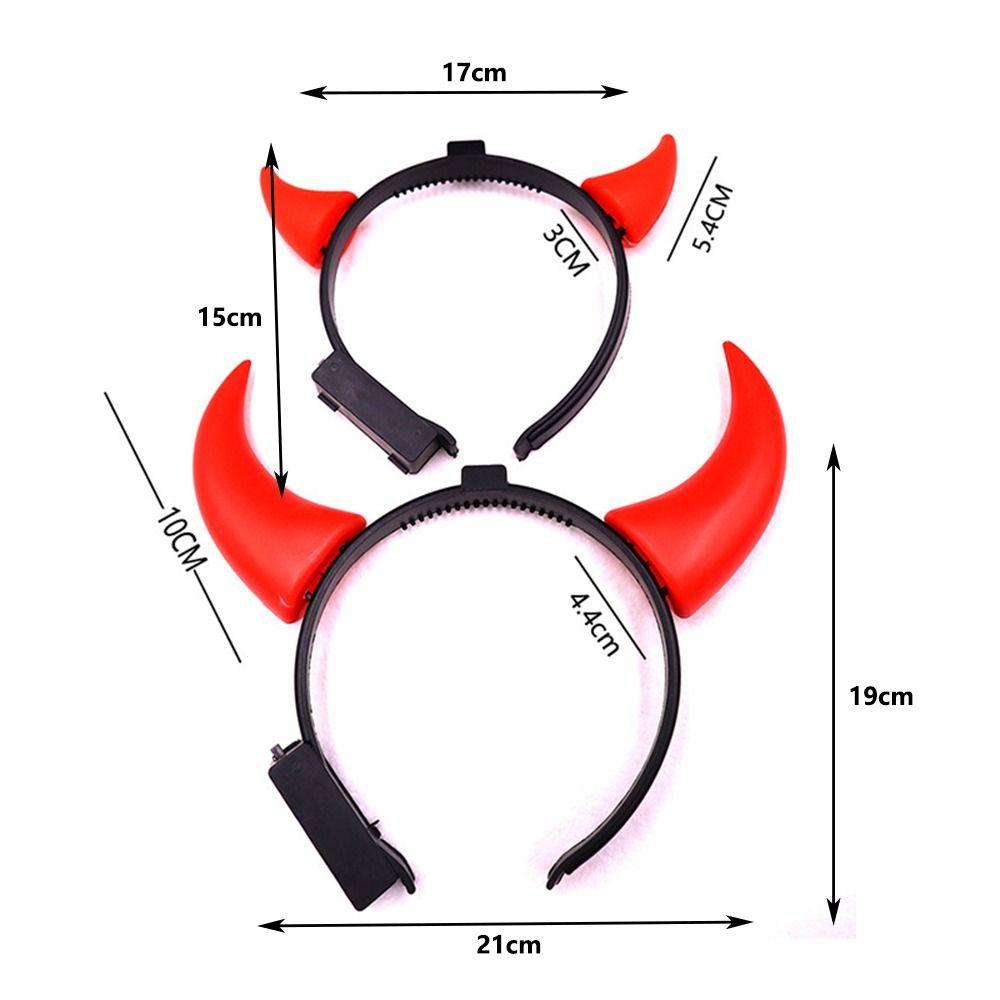 Red LED Light LED Headband Bull Horns Devil Hair Hoop Durable Party Headwear Cosplay Costume