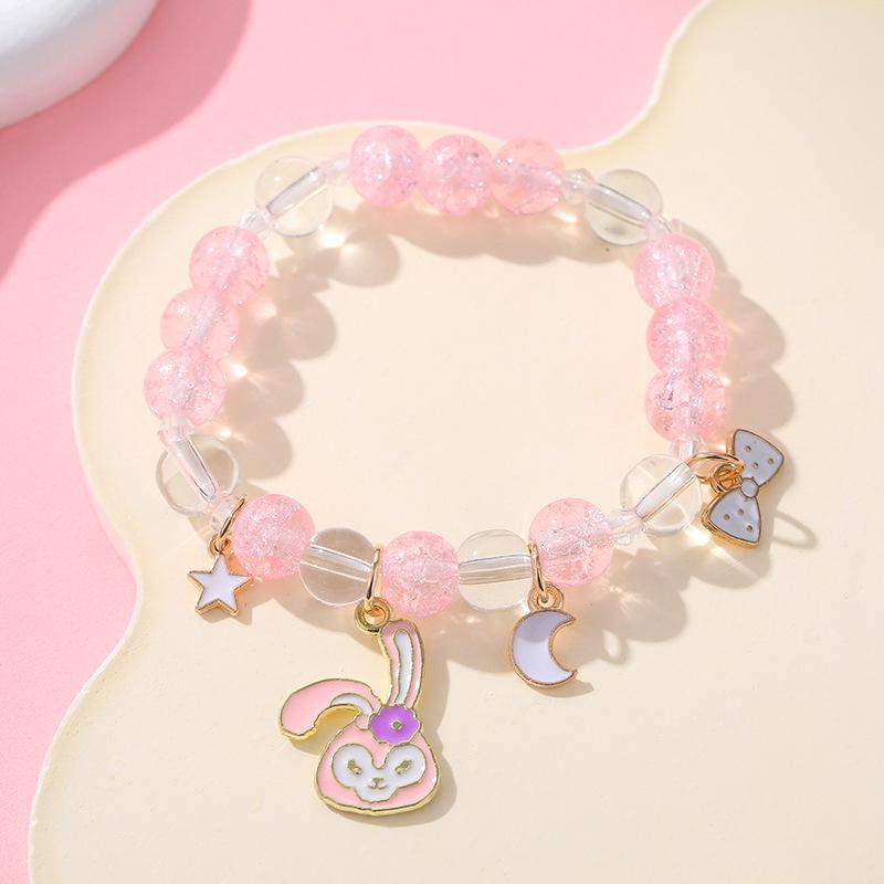 Браслет из хрустальных бусин Sanrio Cinnamoroll - Ручная работа, Мультяшный подарок для девушек-студенток, подруг и пар.