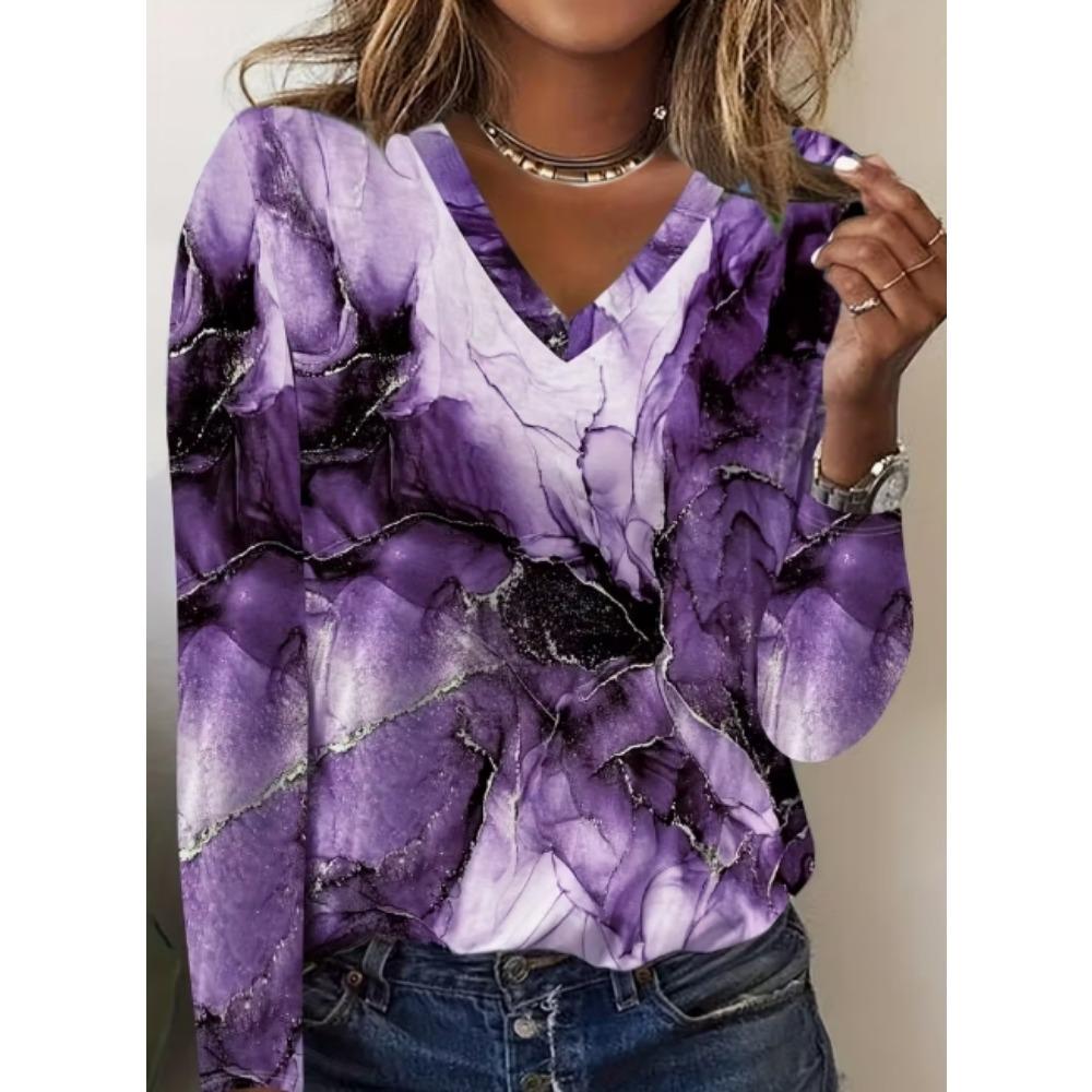 European and American Women's Long Sleeved Printed Fashionable Spring, Summer, Autumn T-shirts, Streetwear Tops