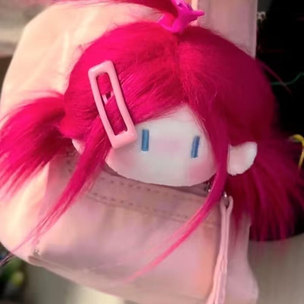 Long Hair Doll Pendant Cute Doll Cartoon Design Doll Girl Head Key Chain Doll Girl