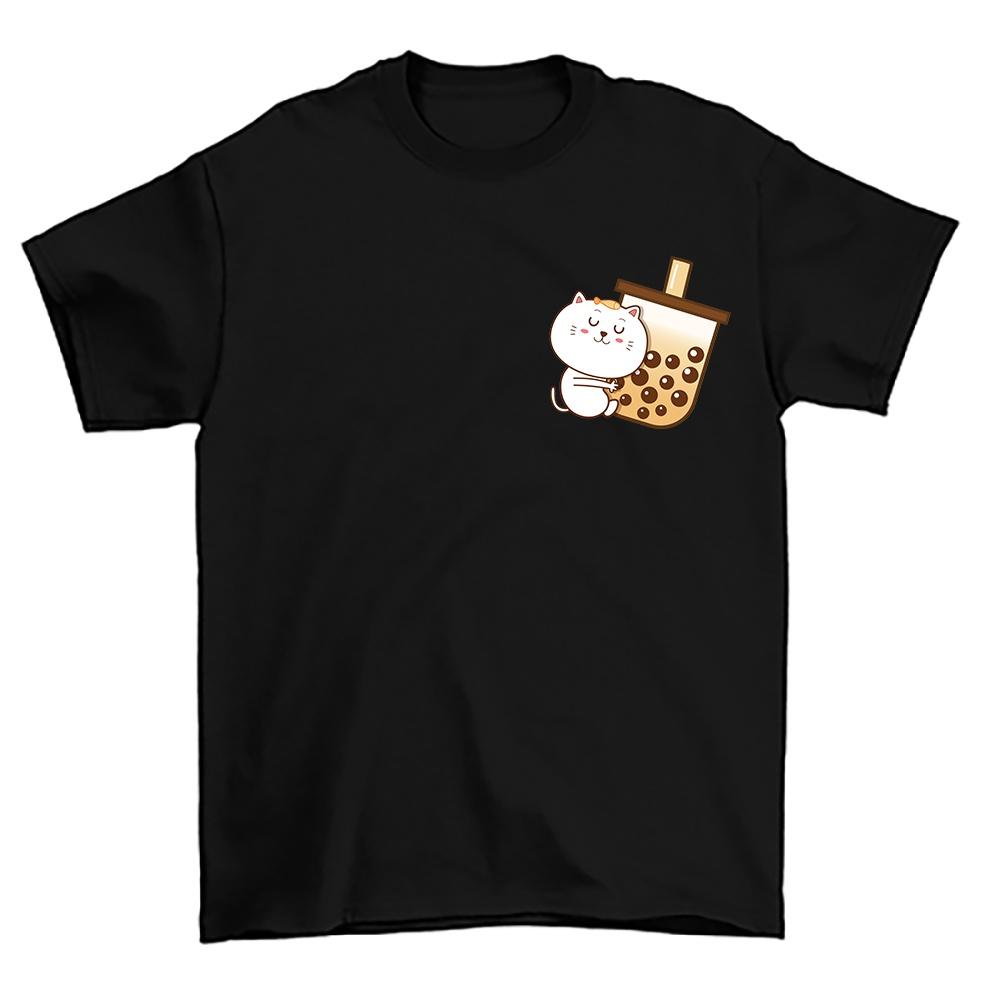 POPCLOSET Xs-3xl Cat Bubble Milk Tea Kucing Милая хлопковая футболка женская футболка женская мужская Baju Perempuan Lelaki Oversize