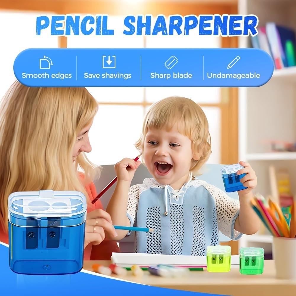 Dual Holes Pen Sharpener With Lid Pencil Sharpening Tool New Pencil Sharpeners  Student Stationery