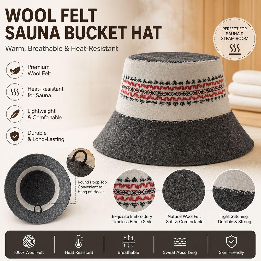Wool Felt Material Wool Felt Hat Heat Resistant Banya Cap New Sauna Hat Steam Room Use