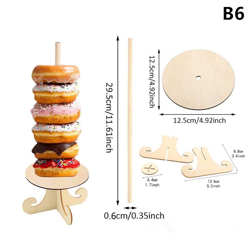 Wooden Doughnut Holder Dessert Display Rack Dim Sum Bread Sales Rack Donut Stand Birthday Party Wedding Table Decoration