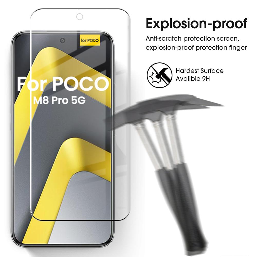4To1 9D Закаленное Стекло Изогнутый Защитный Чехол-Пленка Для Xiaomi Poco M8 Pro 5G Защитное Стекло Для Камеры На Poko Little M8Pro M 8