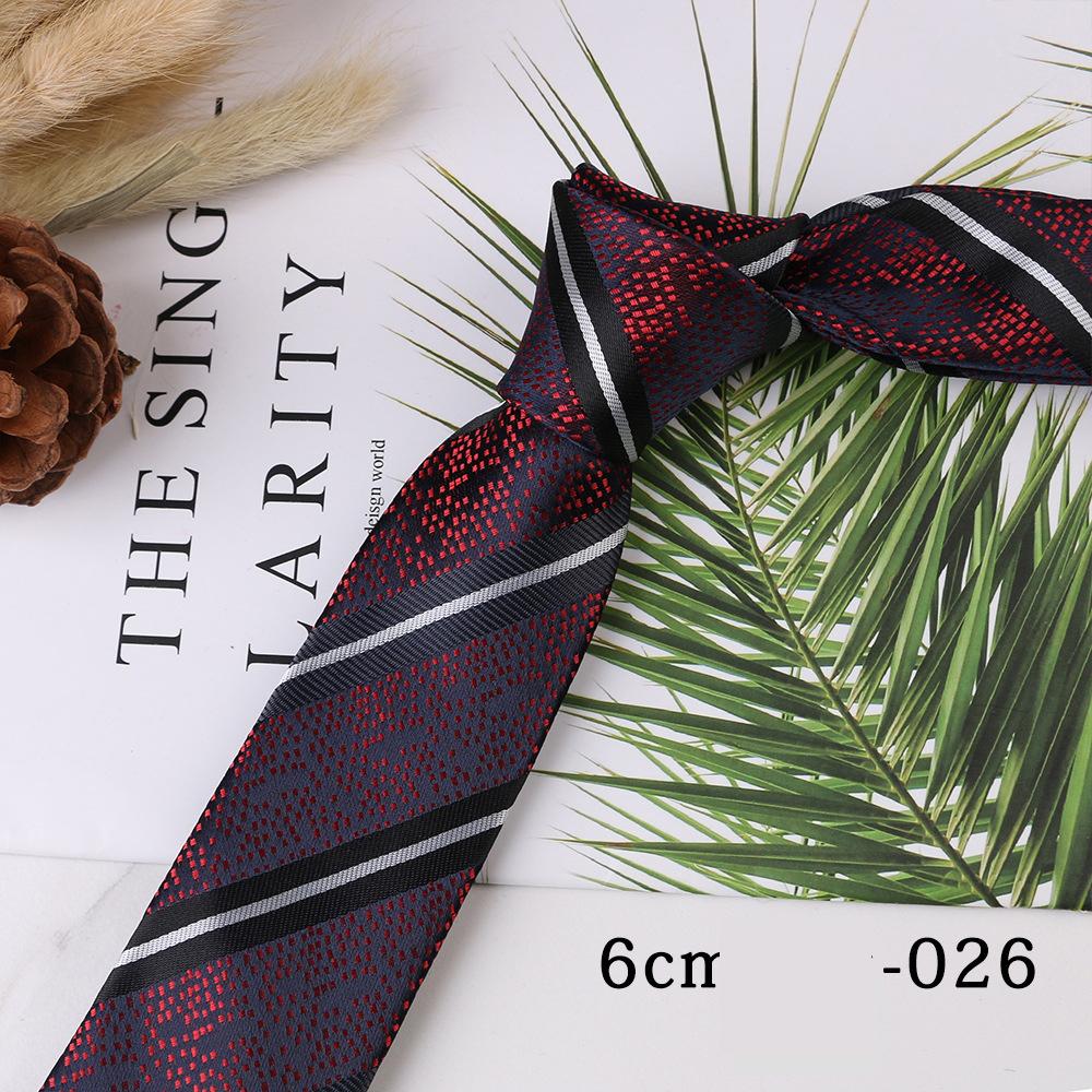 Men's Trend Business Casual Narrow 6cm Polyester Jacquard Tie Solid Color Striped Tie