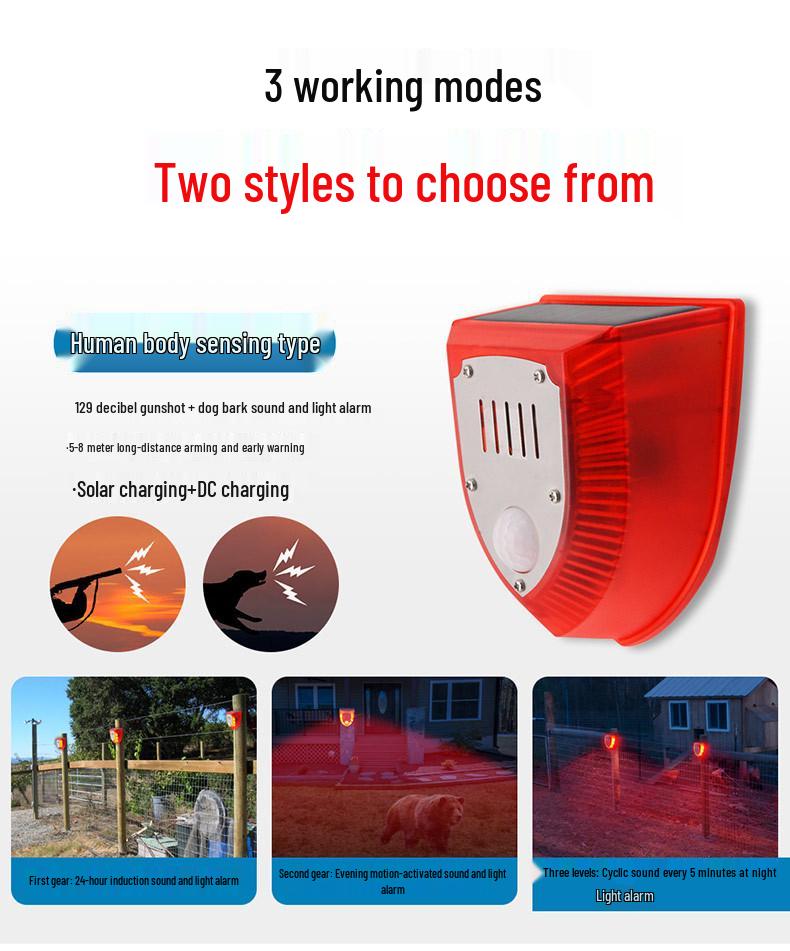 Солнечный инфракрасный датчик движения с сигнализацией и отпугивателем животных