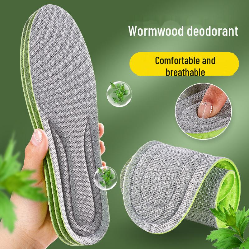 Men's and Women's Spring/Summer Sports Insoles with Mugwort Deodorizing Mesh Fabric. Sweat-absorbing, Breathable, and Comfortable Popcorn Design.