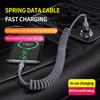 90° USB-C to type C Coiled Charger Cable Retractable Fast Charging Braided Cord for iPhone 17/16/15 Samsung Galaxy S25 S24