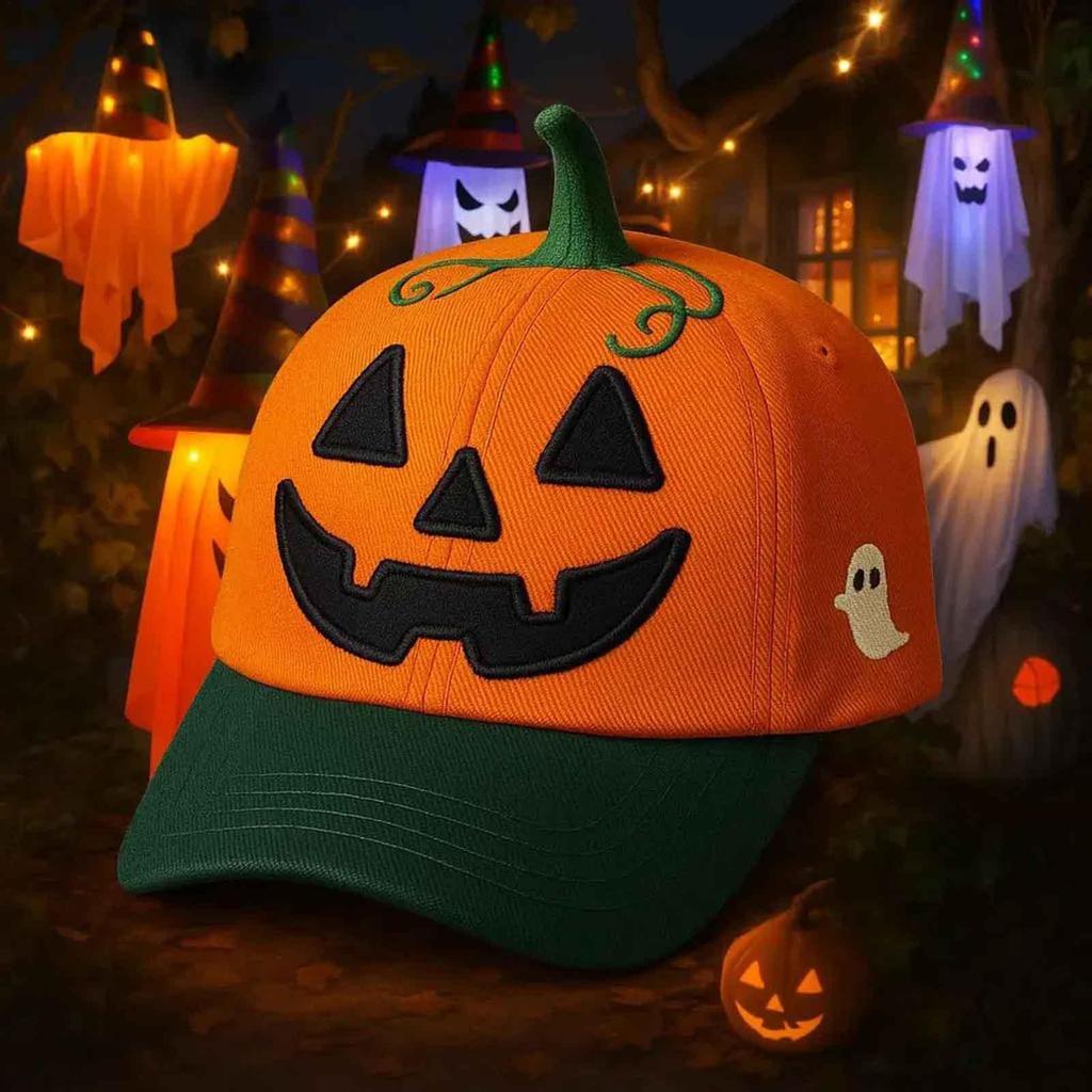 Pumpkin Hat Halloween Pumpkin Face Lantern Baseball Hat Spooky Costume Headgear For Women Men Trick Or Treat Cosplay Masquerade