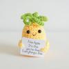 Positive Crochet Doll Knitted Animal Fruits with Affirmation Card Funny Handmade Gift Creative Table Ornaments Birthday Gift