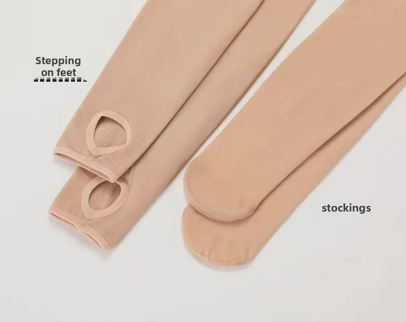 Улучшенные двухслойные леггинсы телесного цвета из бархата - чулки телесного цвета толщиной 720 игл для осени/зимы