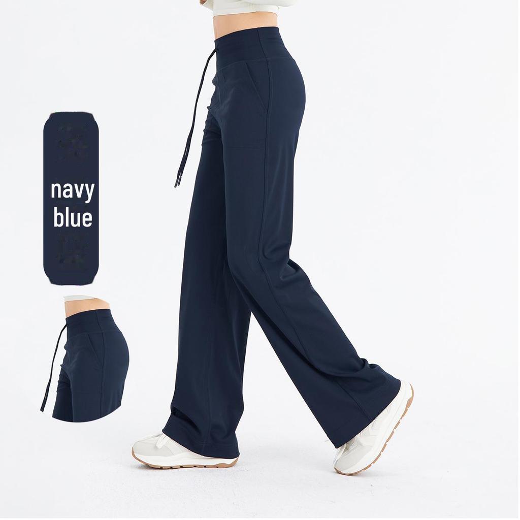 Женские широкие брюки для йоги телесного цвета с высокой талией и шнурком — дышащие, свободный крой для фитнеса