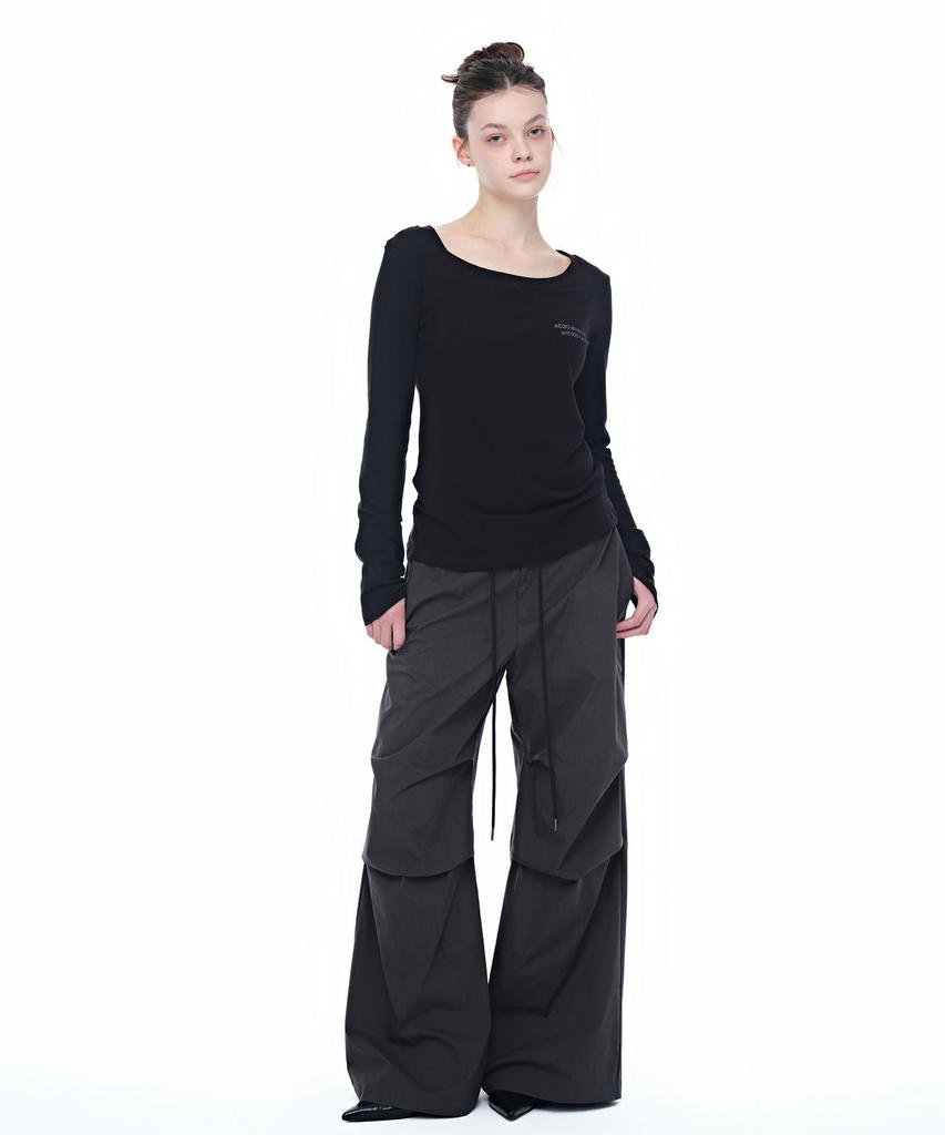 AEGO FREEDOM LAB Double Tuck Nylon Pants_Charcoal