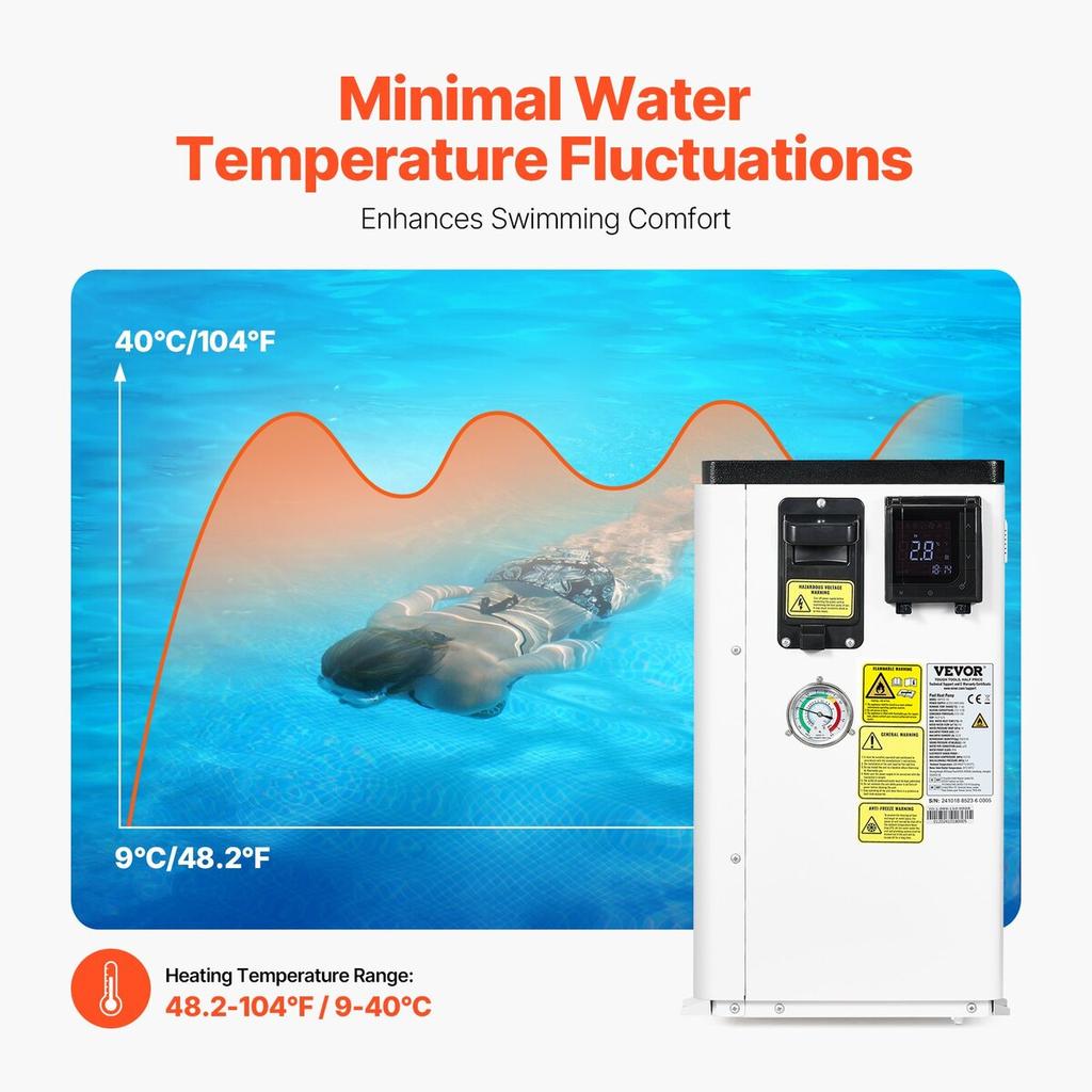 Electric Pool Heat Pump 2.51-11.38kW Energy-Saving Variable Frequency