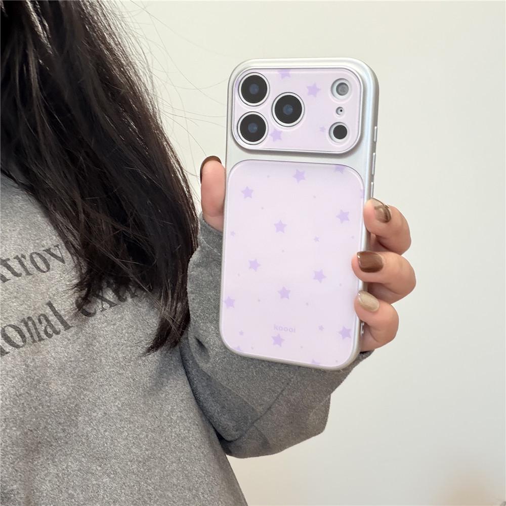 Светло-фиолетовый чехол со звездами для iPhone 17Pro - Ударопрочный, стильный корейский дизайн для iPhone 14/15/16PM/17Pro