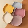 1Pcs Safe Silicone Dining Plate Suction Cartoon Bear Baby Dishes Plate Toddler Training Tableware Retro Kids Feeding Bowl