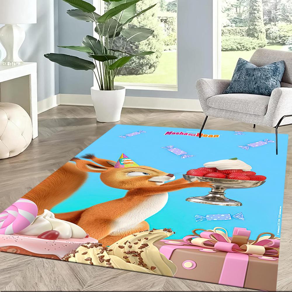 Masha Bear Floor Rug Office Rug Suitable for Game Room Kitchen Outdoor Entryway Antislip Carpet Decorate Offices Perfect Gift for Friends & Family