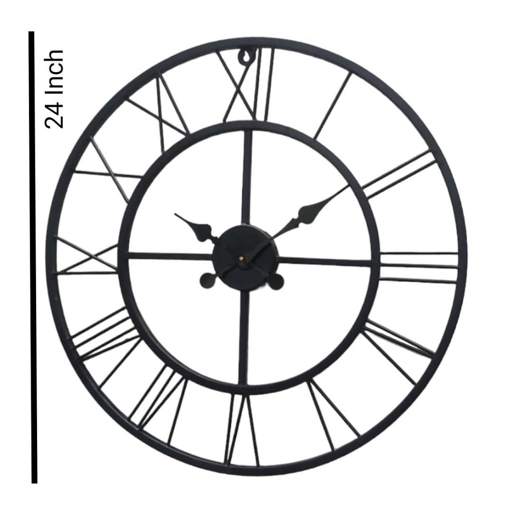 Металлические аналоговые настенные часы, 60 см, легко читаемые для гостиной/дома/кухни - черные (24-дюймовый)