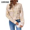 Autumn Casual Tops Women's Loose Lapel Hot Gold Printed Shirt