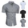 Мужская рубашка сплошной цвет Стенд Цвет Slim Fit Повседневный летний топ для повседневной носки