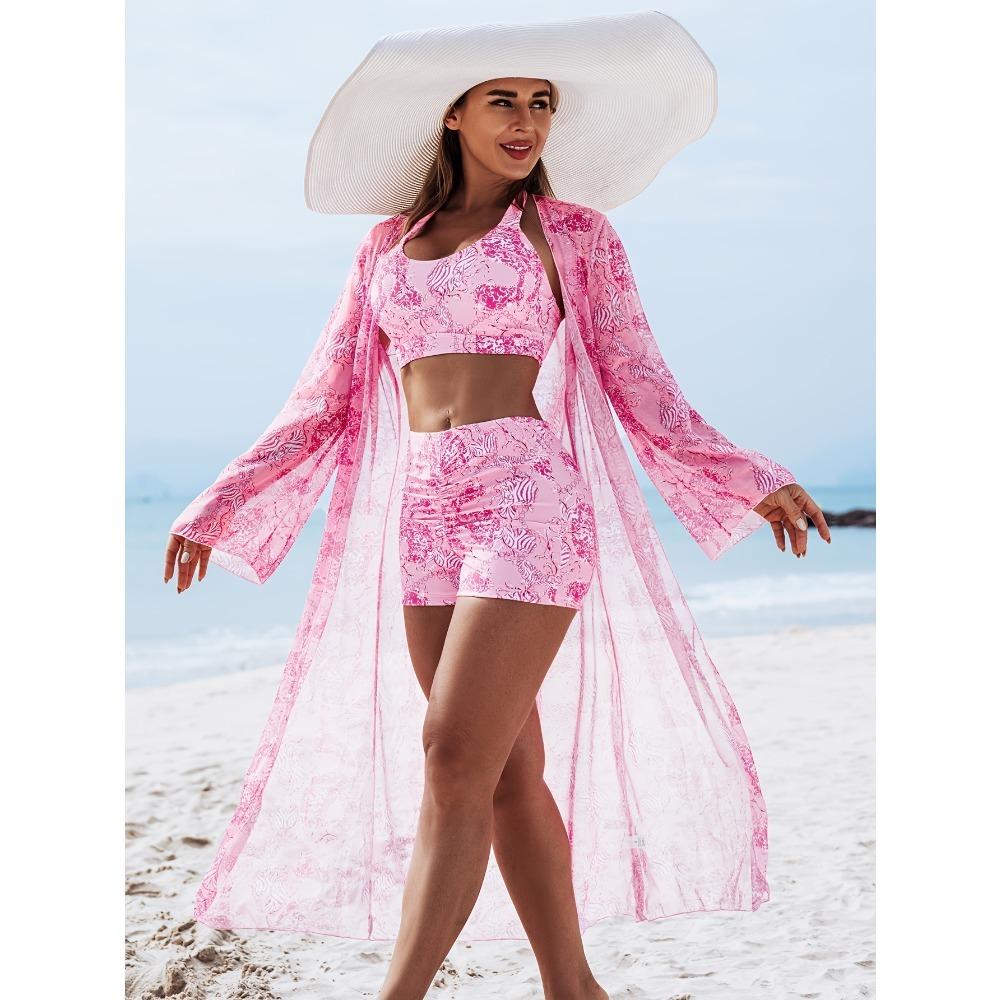 2025 New Stylish Bikini Three-Piece Set with Cover-Up