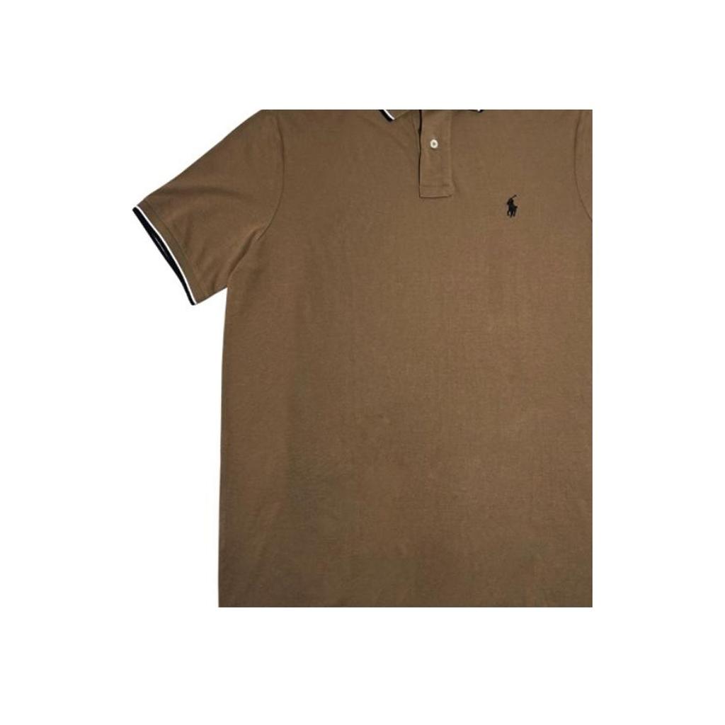 Polo Ralph Lauren SS24 Поло с вышивкой логотипа прямого кроя с коротким рукавом Мужские поло Коричневый 710844275-031