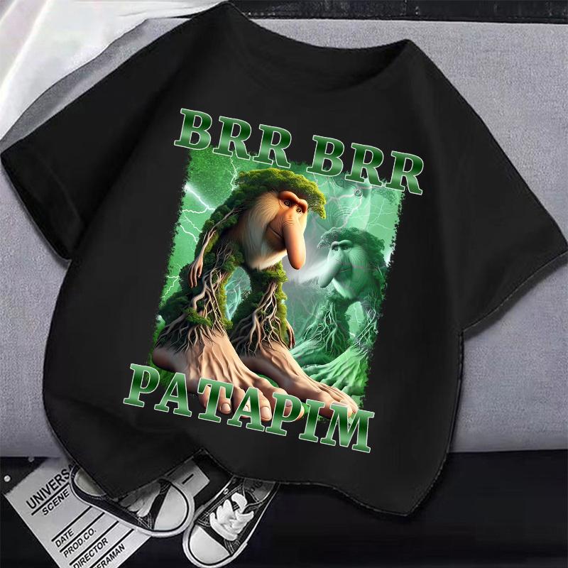 Итальянский Маразм Мальчик Девочка Хлопковая футболка Тунг Тунг Тунг Сахур Детская Летняя Одежда Смешной Мем Детские Топы с Коротким Рукавом Унисекс