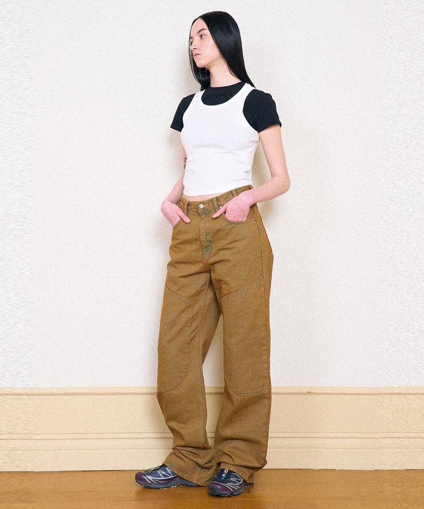 PARTIMENTO WOMEN Double Knee Jeans_Washed Beige