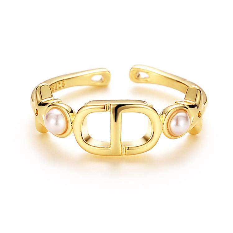 Кольцо CD с натуральным пресноводным жемчугом, женское, темпераментное, высокого класса, открытое кольцо