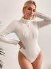 Женский боди с высоким воротом, облегающего кроя, вязаный, с длинным рукавом, 2025