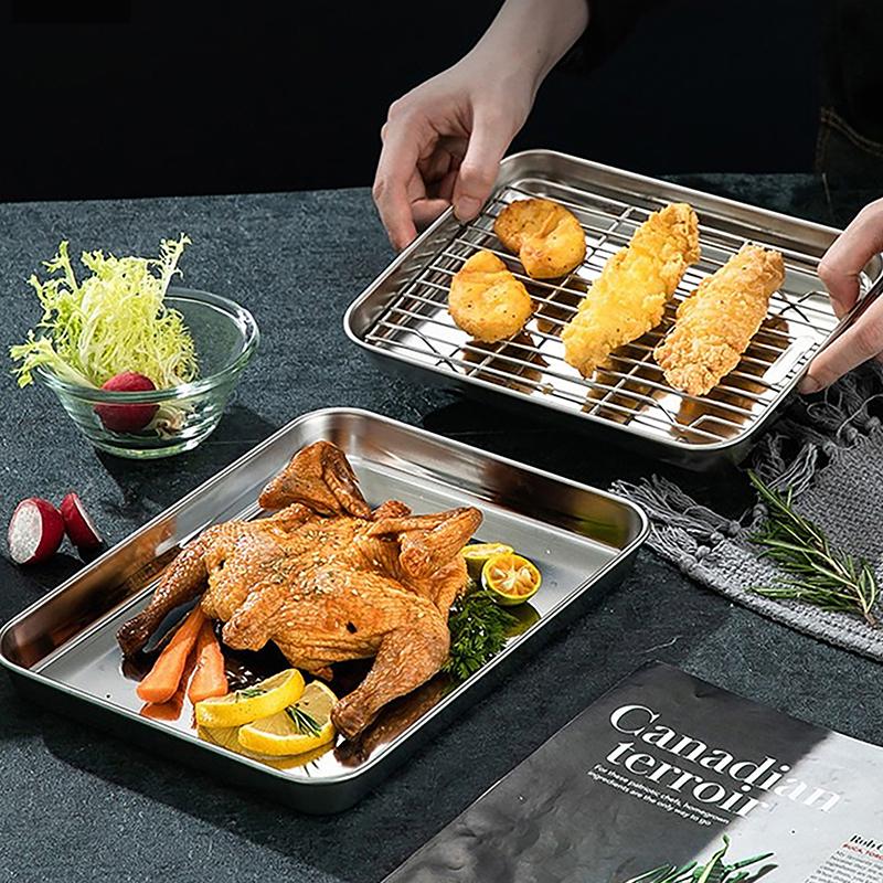 Противень из нержавеющей стали с проволочной решеткой, противень для выпечки тортов, противень для барбекю, съемная решетка для охлаждения, инструмент для приготовления в духовке, для гриля