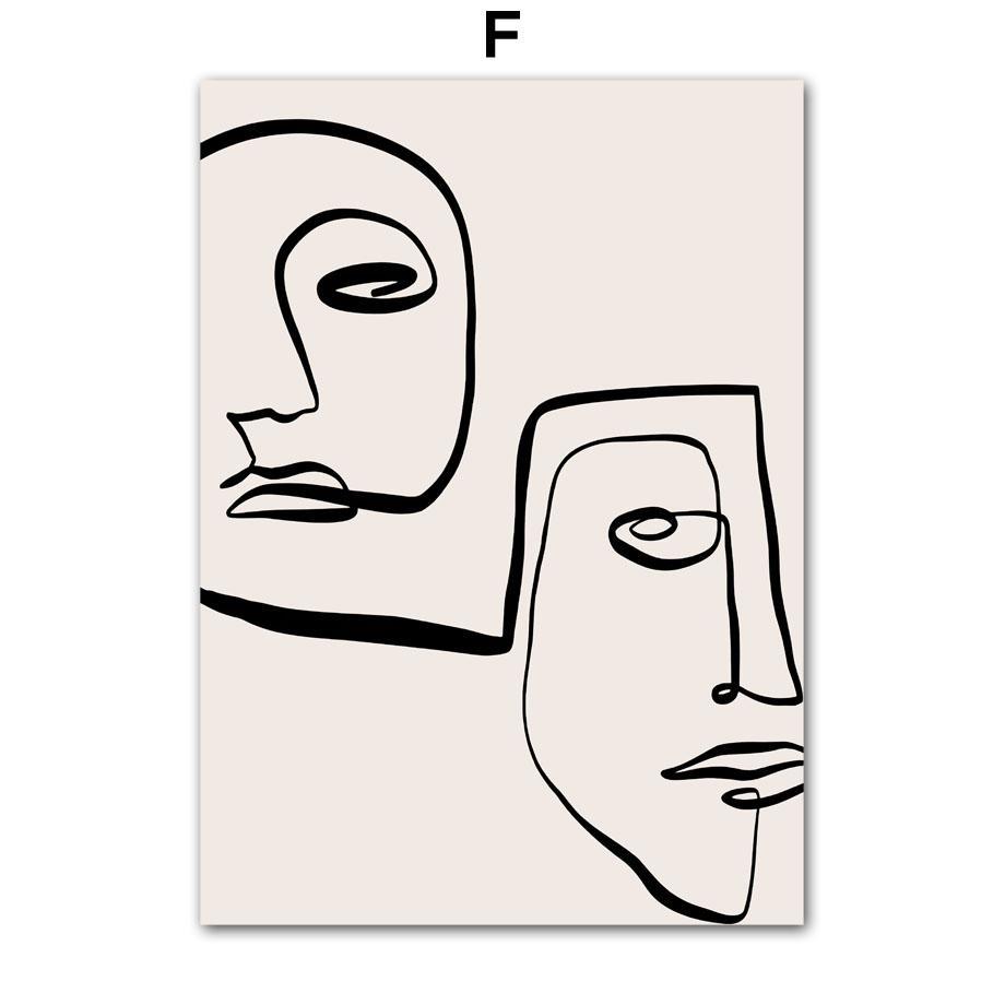 Линия любви нарисовала тело, лицо, современное настенное искусство, холст, живопись, абстрактные постеры на скандинавскую тему и принты, настенные панно для декора гостиной