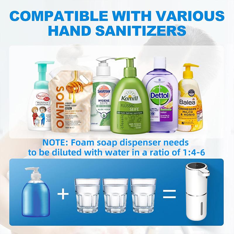 Белый дозатор жидкого мыла автоматический дозатор пены ТИП C 4 уровня 380 мл умные дозаторы мыла аксессуары для ванной комнаты