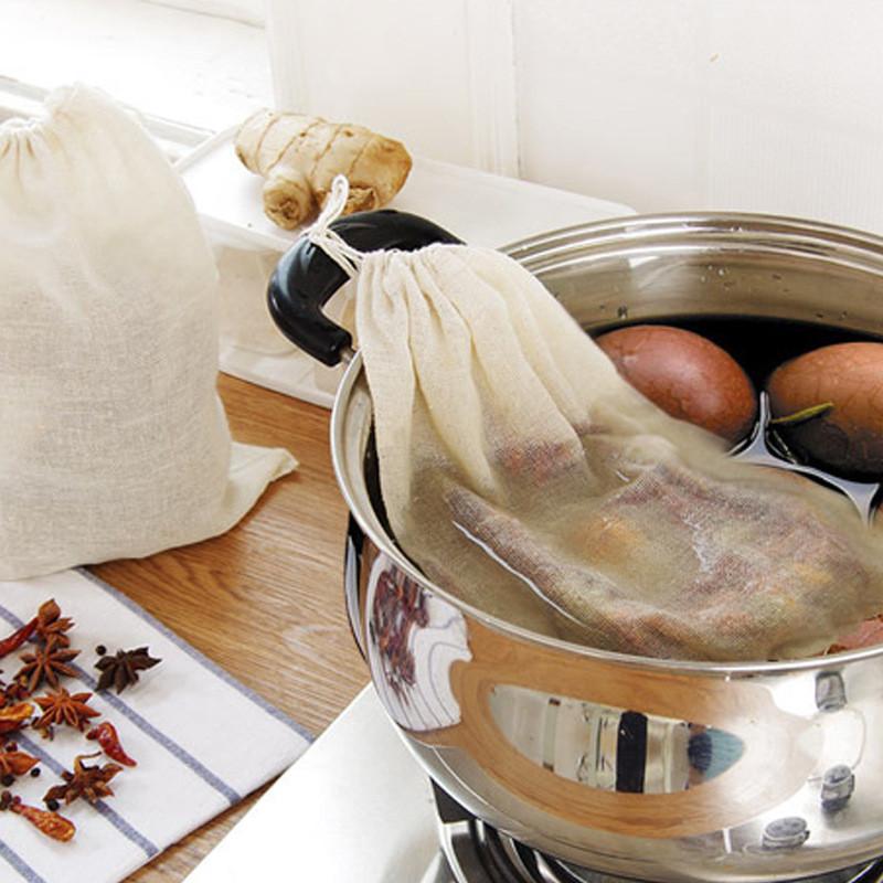 26смX20см Сетчатый мешок Хлопок Лен Многоразовый Мешок для фильтрации пищи Сетчатый мешок для орехового молока Бобовый муслин Рыбный суп Готовить Кипятить
